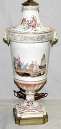 101591 HANDPAINTED PORCELAIN URN CONVERTED TO LAMP
