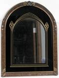 100554 ART DECO ARCHED TOP PAINTED  GILT WOOD MIRROR
