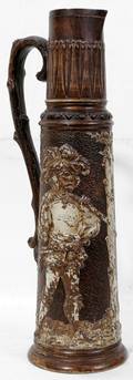 100530 GERMAN POTTERY WINE PITCHER SIGNED JB