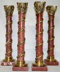 100519 ROUGE MARBLE  BRASS CANDLESTICKS H145