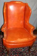 100541 KNAPPS FURNITURE WING BACK LEATHER ARM CHAIR
