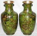 092487 ORIENTAL ENAMEL CLOISONN  BRASS VASES