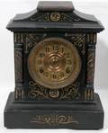 100429 CARVED WOOD MANTLE CLOCK EMPIRE STYLE C1860