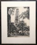 092593 MAX KUEHUR ETCHING 20TH C HARKNESS TOWER