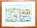 092574 HARRY GLASSGOLD WATERCOLOR BOATS  SHORE