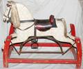 090512 CHILDS PLATFORM CARVED WOOD ROCKING HORSE