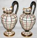 081562 CONTINENTAL STYLE HANDPAINTED POTTERY URNS