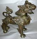 081531 THAILAND IRON FIGURE STANDING FOO DOG H 16