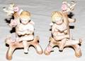 070567 JAPAN BISQUE PORCELAIN CUPIDS ON TREE H 6