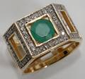 062488 14KT YELLOW GOLD EMERALD  DIAMOND RING
