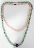061599 ROSE QUARTZ  JADE BEAD NECKLACES TWO