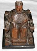 102524 EUROPEAN WOOD RELIGIOUS FIGURE ON THRONE