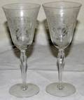 080565 ETCHED CRYSTAL WINE GLASSES 14 H 8