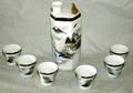 070584 KUTANI SINGING DOVE PORCELAIN SAKE SET 7 PCS