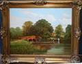 070580 OIL ON CANVAS FARM LANDSCAPE WSTONE BRIDGE