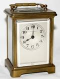 101007 FRENCH BRASS  BEVELED CRYSTAL CARRIAGE CLOCK