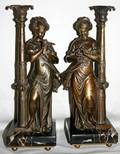 100026 TIFFANY BRONZE FIGURAL CANDLESTICKS H113