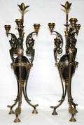 100028 BRONZE CANDELABRA 19TH C PAIR H225 DIA7