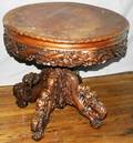 100052 CHINESE CARVED DRUM SHAPE TEAKWOOD TABLE