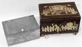 100004 JAPAN LACQUOR TEA CADDY WPEWTER BOX FIGURES