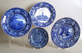 Four Staffordshire plates