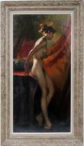 092051 D J RISTQUARD OIL ON CANVAS FEMALE NUDE