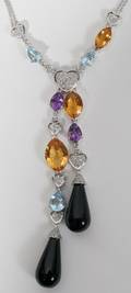 100020 18KT WGOLD ONYX  GEMSTONE NECKLACE L 17
