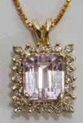100056 4 CT KUNZITE  DIAMOND PENDANT W 12