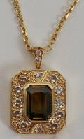 100046 GOLD COGNAC SAPPHIRE  DIAMOND PENDANT