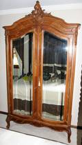 100041 FRENCH CARVED WALNUT ARMOIRE 19TH C H 96