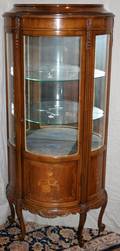 090032 FRENCH STYLE WALNUT VITRINE WFRUITWOOD INLAY