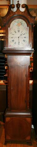 082052 JOSEPH DOLLE MAHOGANY TALL CASE CLOCK C 1950