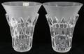 081009 LALIQUE FEUILLES CLEAR  FROSTED VASES H 7