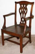 081059 CHIPPENDALE STYLE EBONIZED OAK ARMCHAIR