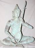 080053 BRONZE SCULPTURE OF SEATED MUSICIAN WSITAR