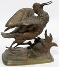 072025 EDOUARD DELABRIERE BRONZE SCULPTURE OF SNIPE