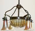 071003 TIFFANY STUDIOS LEADED GLASS  BRONZE FIXTURE