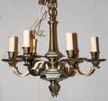070061 BRASS SIX LIGHT CHANDELIER H 19 DIA 21