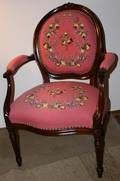 070048 LOUIS XVI WALNUT AND NEEDLEPOINT ARM CHAIR
