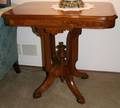 070047 EASTLAKE WALNUT  BURL INLAY PARLOR TABLE