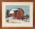 070005 CHARLES CULVER WATERCOLOR WINTER ON THE FARM