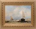 062010 ANDREAS SCHELFHOUT OIL DUTCH COASTAL SCENE