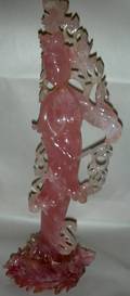 061026 CHINESE ROSE QUARTZ FIGURE OF QUAN YIN H 19