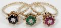 121083 SAPPHIRE DIAMOND  EMERALD RINGS LOT OF 3