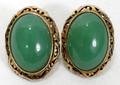 121081 18K YELLOW GOLD  JADE CABOCHON EARRINGS