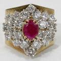041066 18K GOLD 2CT RUBY  74CT DIAMOND MANS RING
