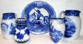 011073 ROYAL DOULTON FLOW BLUE PITCHERS  VASES