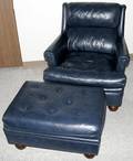 041098 LEATHERUPHOLSTERED LOUNGE CHAIR  OTTOMAN