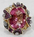 041089 18K GOLD PINK TOURMALINE DIAMOND RING
