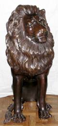 031132 BRONZE SEATED LION GARDEN SCULPTURE